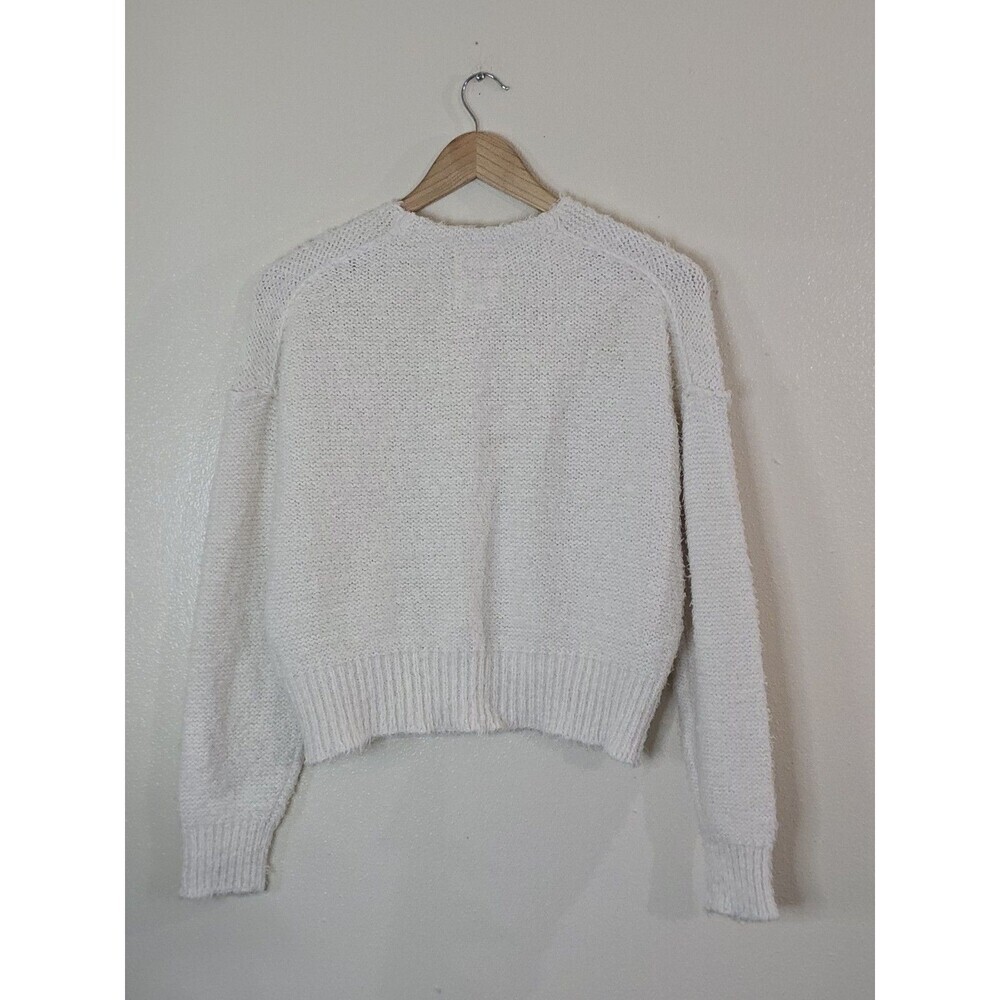 Free People We The Free Theo Cropped V Neck Sweater Ivory Knit Womens XS - Picture 9 of 13